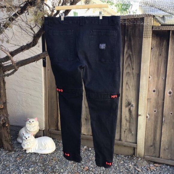 Vintage y2k 8+9 mfg strap slim denim jeans men’s 42 black cargo pocket 8&9 - Picture 4 of 8